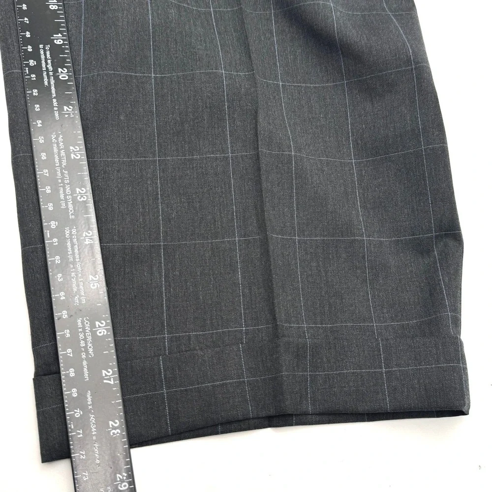 RALPH LAUREN Men's 56R Charcoal Grey Windowpane 2 Piece Wool Suit Blazer Pants